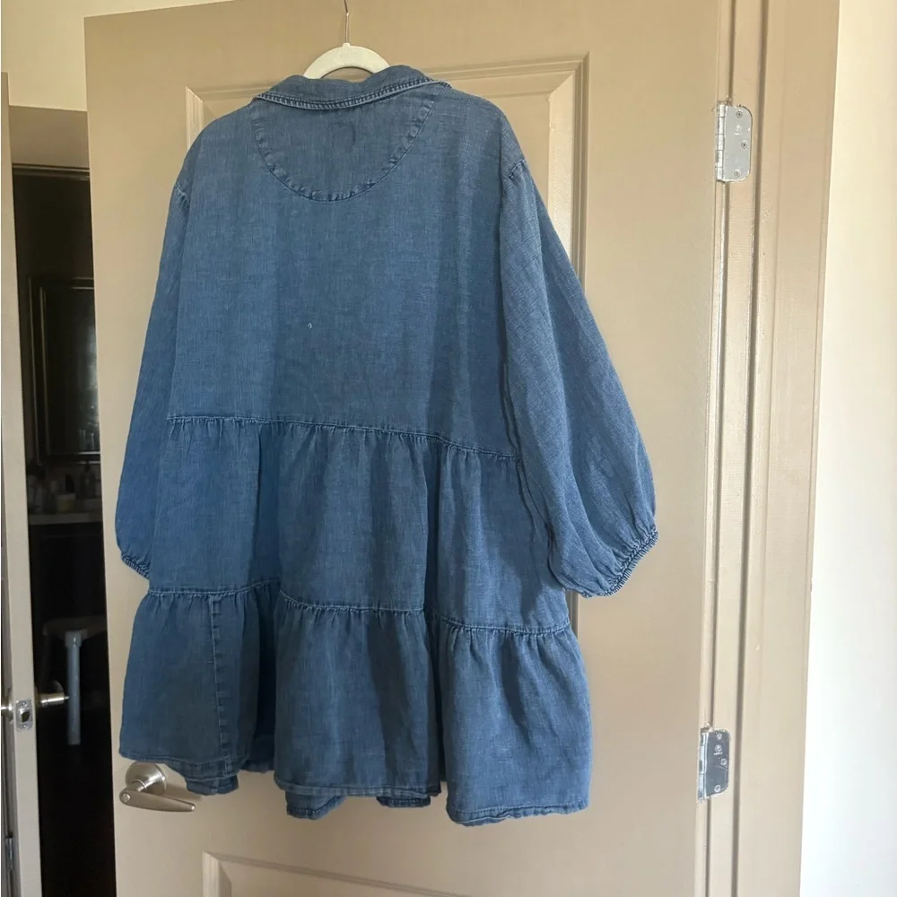Blue Denim Tiered Dress - Picture 4 of 4